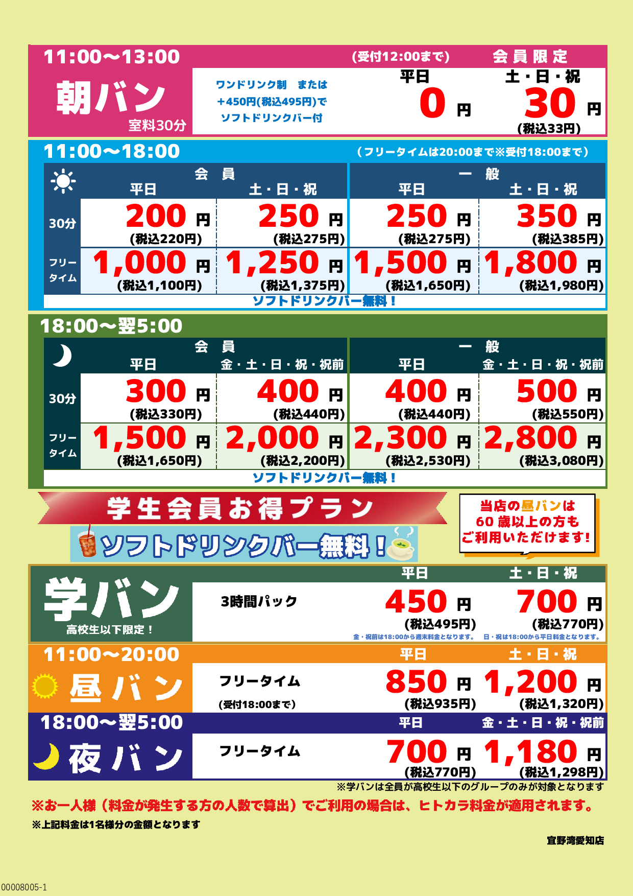 基本料金表