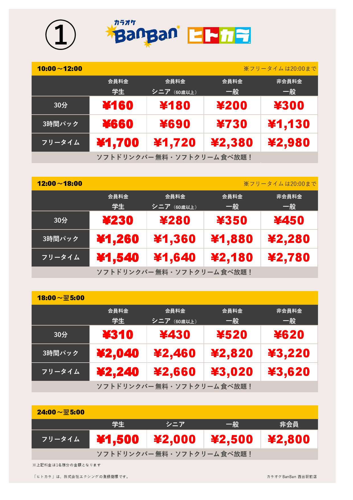 ①ヒトカラ表