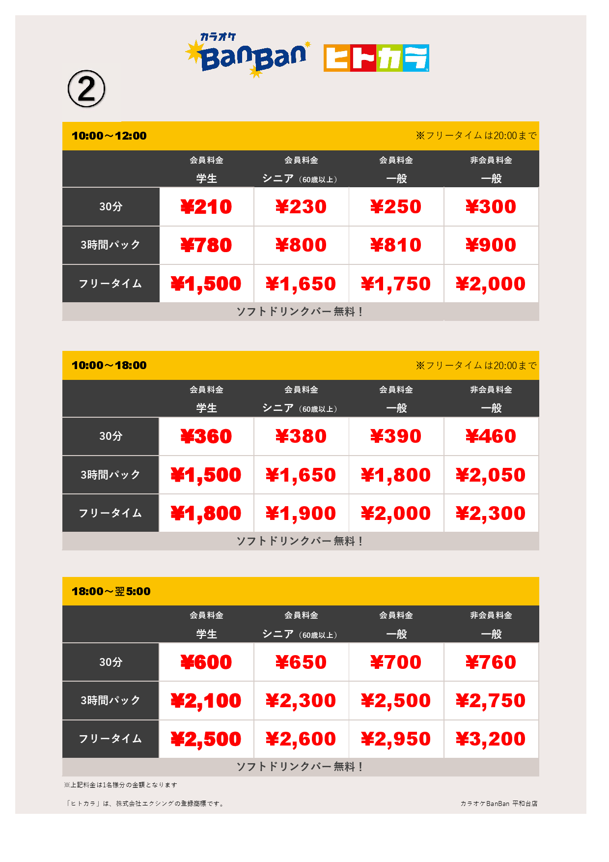 ②ヒトカラ表