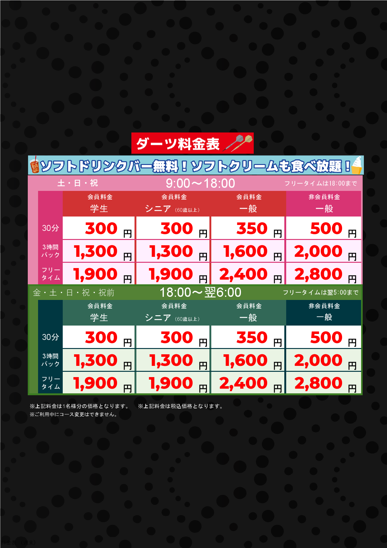週末料金表