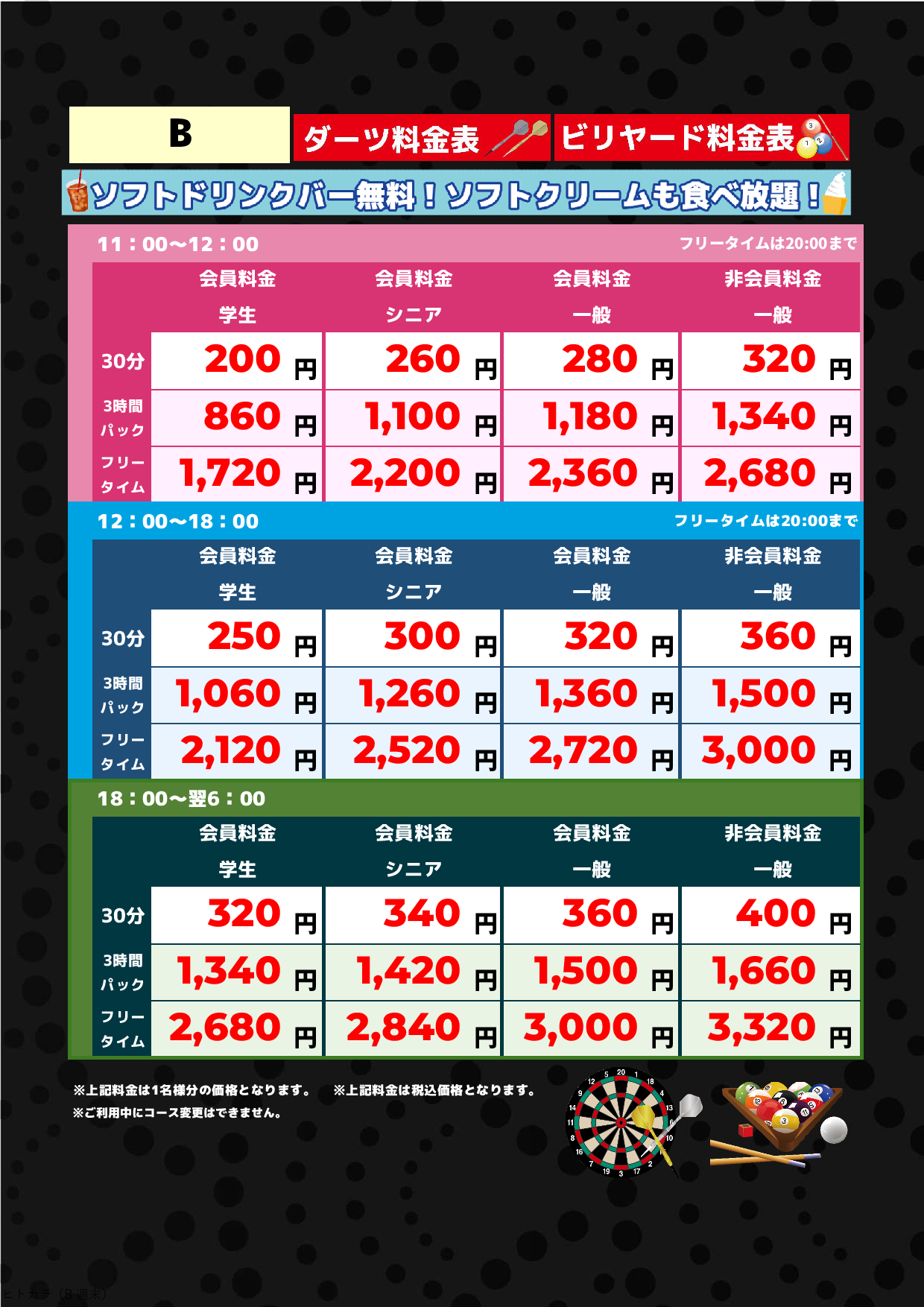 B料金（アミューズ）表
