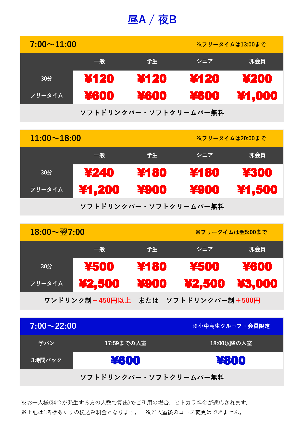 料金表AB表
