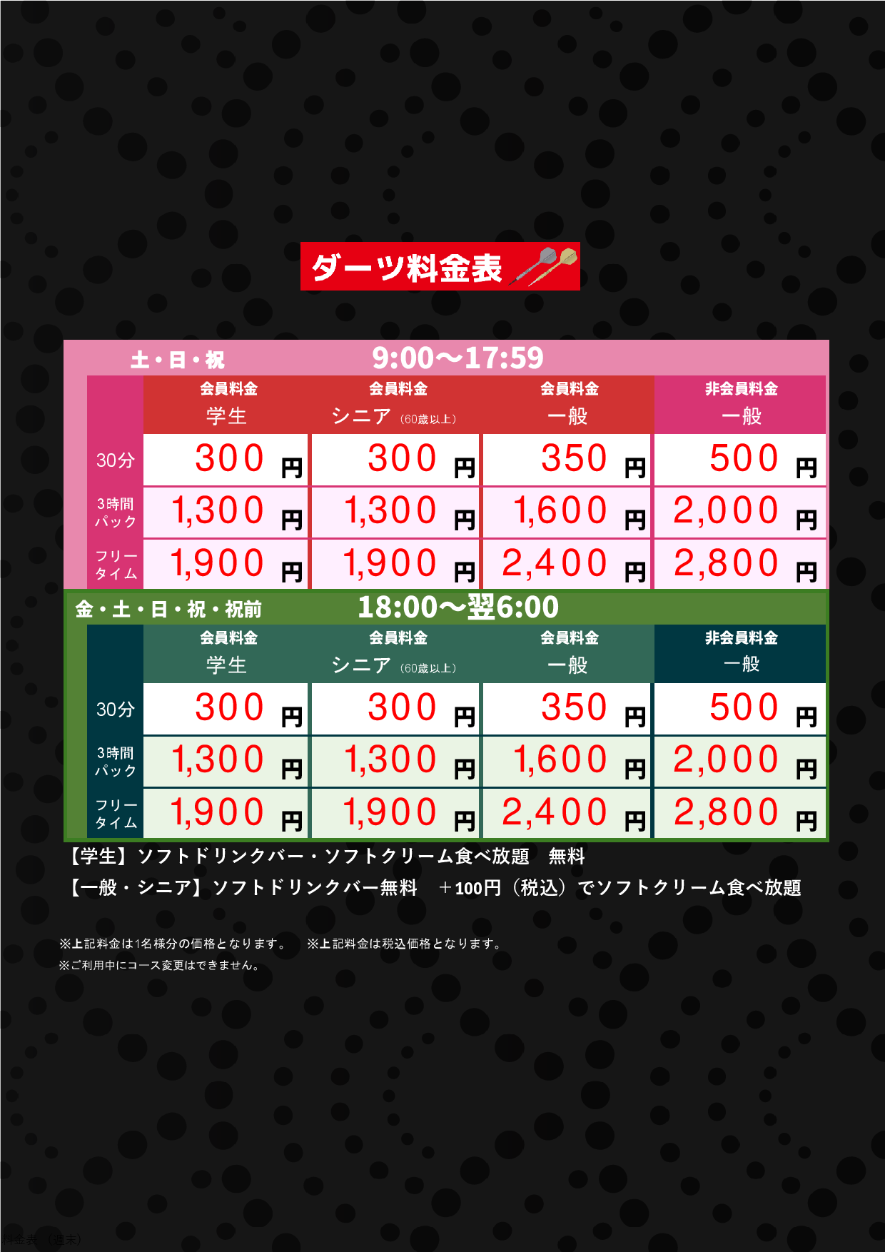 週末料金表