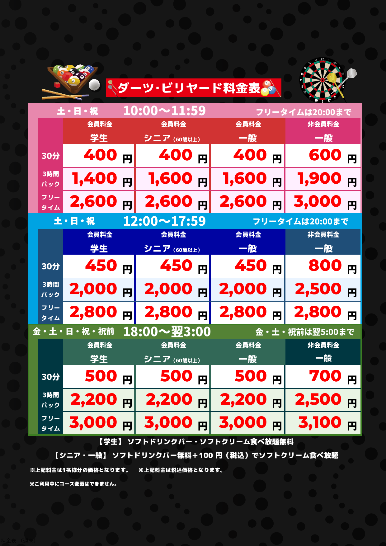 週末料金表