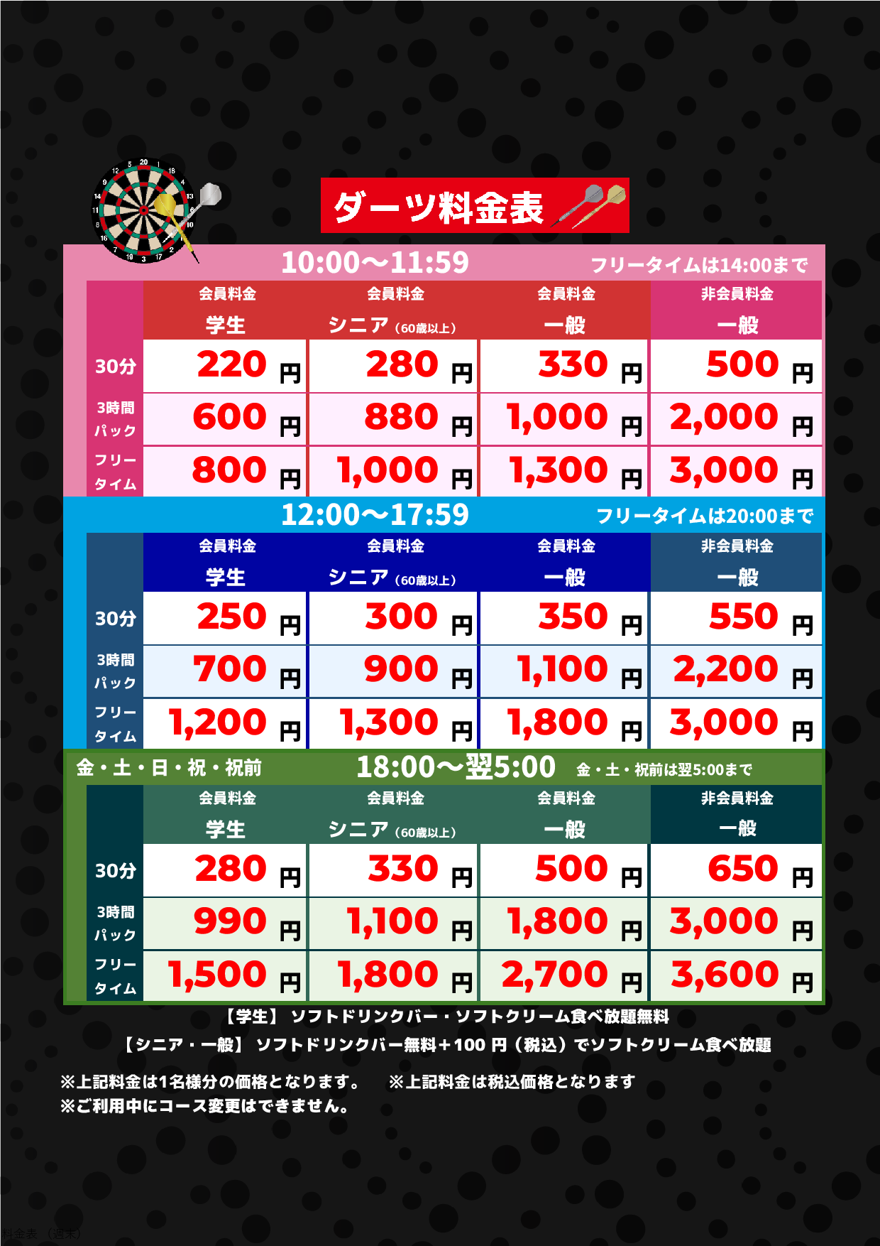 週末料金表