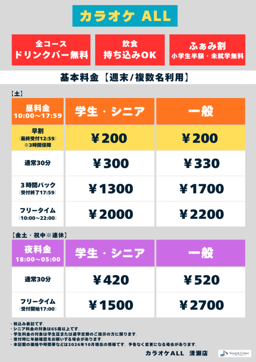 土曜日表